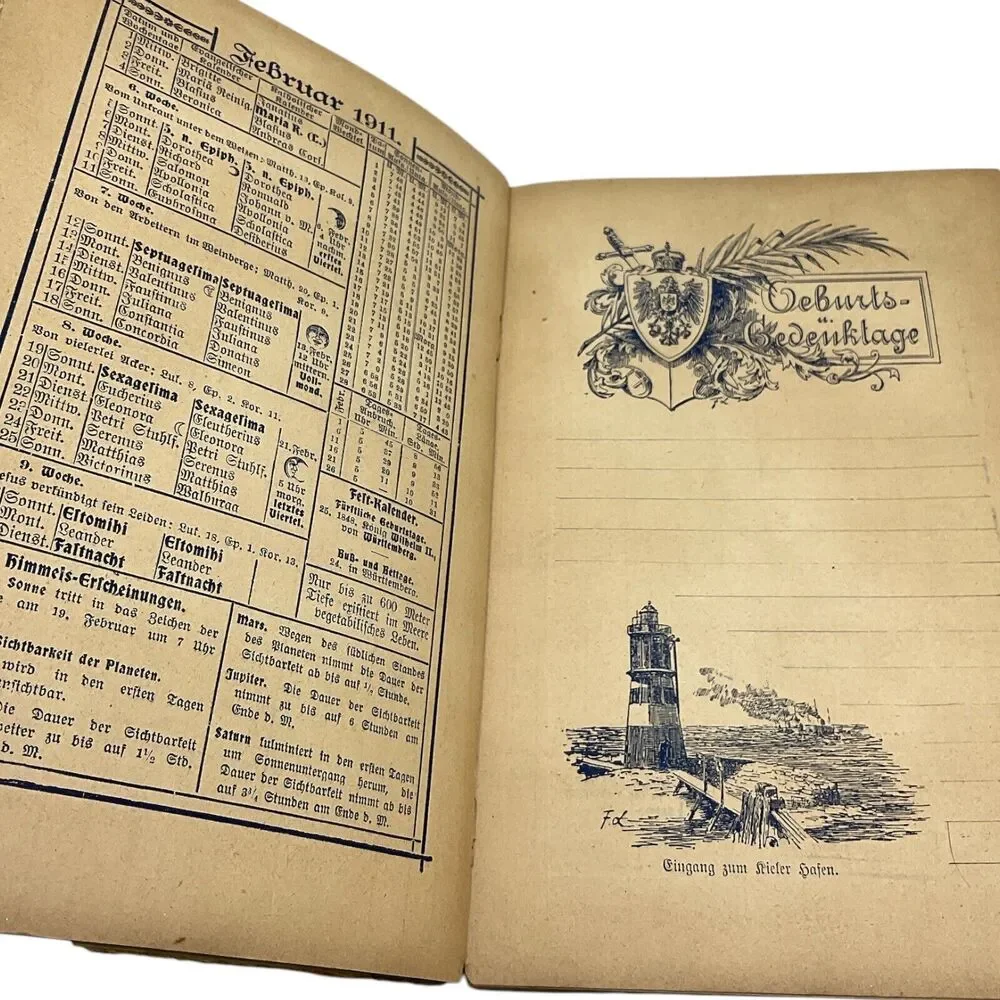 Illustrated German Fleet Calendar 1911 Wilhelm Kohler‎ Minden Ship Illustrations